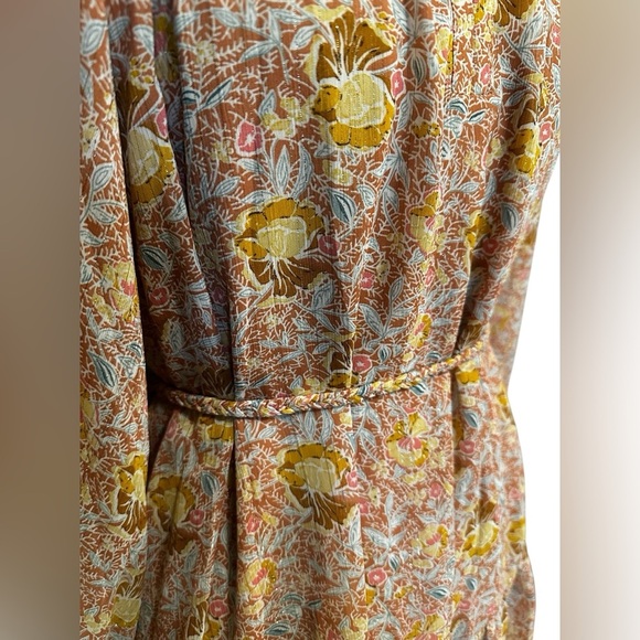 Tallula Kate Metallic Floral Belted Boho Mini Dress Size Small - Picture 4 of 12
